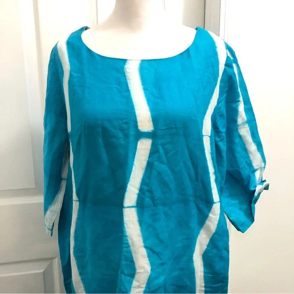 Roberta Roller Rabbit Turquoise Abstract Striped Beach Coverup Medium - Picture 2 of 6